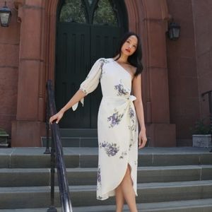 NWOT Reformation floral wrap dress with sleeve tie